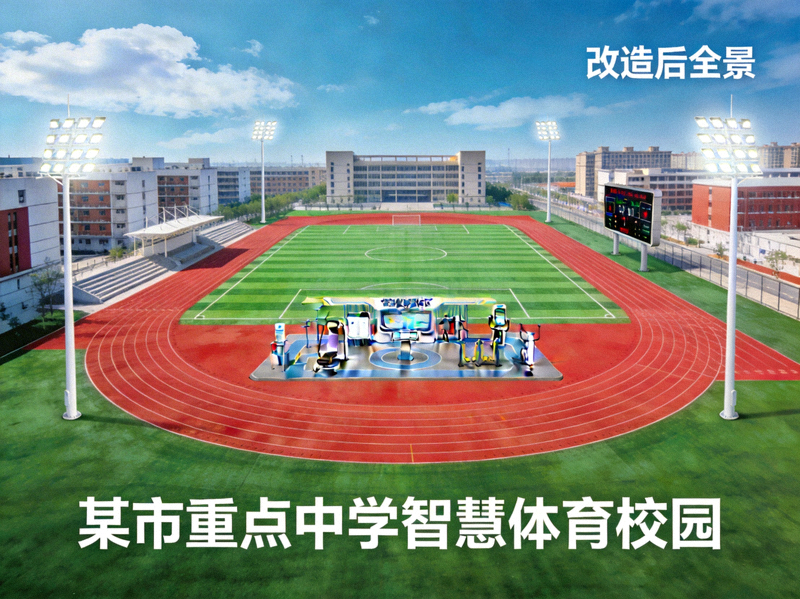 某市重点中学智慧体育校园项目 - 改造后操场全景